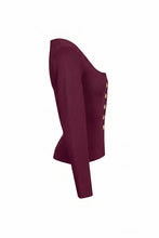 Load image into Gallery viewer, Burgundy Button-Front Knit Cardigan