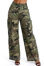 Load image into Gallery viewer, Rhinestone Camo Wide Leg Cargo Pants (S-3X)