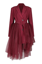Load image into Gallery viewer, Elegant Mesh‑Panel Trench Coat Set with Slim Skirt