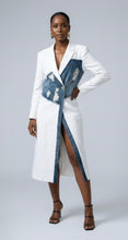 Load image into Gallery viewer, White & Denim Hybrid Blazer Dress (PLUS)
