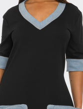 Load image into Gallery viewer, Black & Denim Boho Jumpsuit (PLUS)