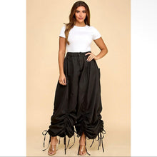 Load image into Gallery viewer, Black Ruched Drawstring Wide Leg Pants