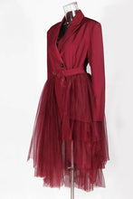 Load image into Gallery viewer, Elegant Mesh‑Panel Trench Coat Set with Slim Skirt