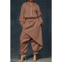 Load image into Gallery viewer, BROWN ASYMMETRIC MOTION PANTS SET