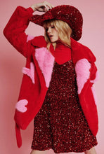 Load image into Gallery viewer, Red & Pink Bamboo Faux Fur Coat