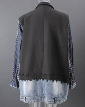 Load image into Gallery viewer, Deconstructed Necktie, Lace & Denim Blazer