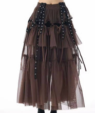 Load image into Gallery viewer, Brown Layered Tulle Grommet Skirt