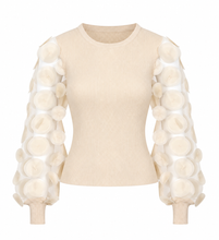 Load image into Gallery viewer, Cream Long Sleeve Top with Mesh Detail
