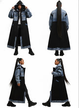 Load image into Gallery viewer, Black Denim Hooded Maxi Coat