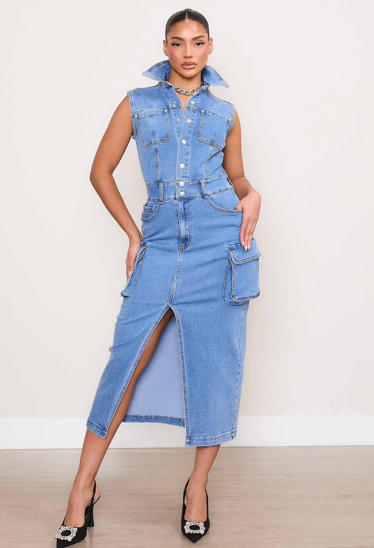 Medium Stone Denim Dress BLOSSOMS BOUTIQUE Medium Stone Denim Dress BLOSSOMS BOUTIQUE