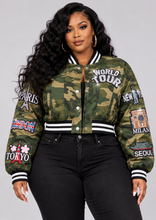 Load image into Gallery viewer, World Tour Camo Varsity Bomber