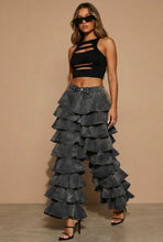 Load image into Gallery viewer, Charcoal Cascade Ruffle Pants