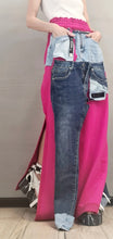 Load image into Gallery viewer, Artsy Long Skirt w/Denim Accents (Pink, Gray, Green , Orange, Red)
