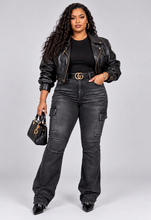 Load image into Gallery viewer, Black Tint-Wash Flare Jeans (PLUS)