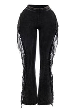 Load image into Gallery viewer, Charcoal Fringe Flare Pants