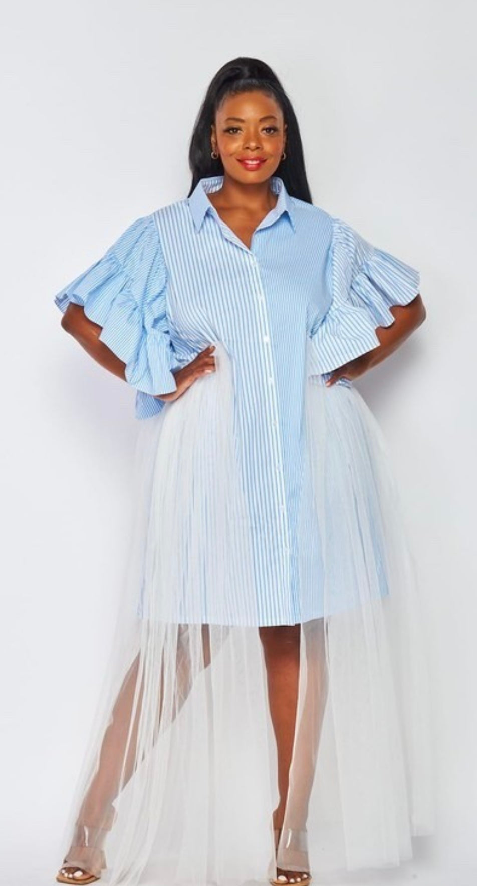 Light Blue Shirt Dress PLUS BLOSSOMS BOUTIQUE