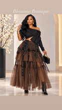 Load image into Gallery viewer, Brown Layered Tulle Grommet Skirt