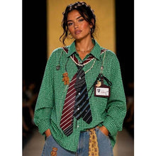 Load image into Gallery viewer, Gingham Shirt with “Printed” Tie & Accessories