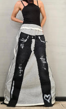 Load image into Gallery viewer, Silver Long Denim Patched Deconstructed Skirt