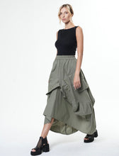 Load image into Gallery viewer, Asymmetric Maxi Skirt (Black/Khaki)