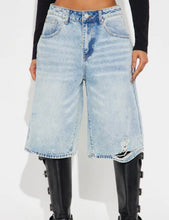 Load image into Gallery viewer, Denim Distressed Knee Length Shorts