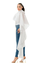 Load image into Gallery viewer, White Organza Ruffle Top (PLUS)