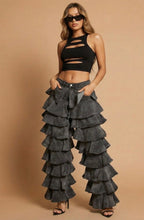 Load image into Gallery viewer, Charcoal Cascade Ruffle Pants