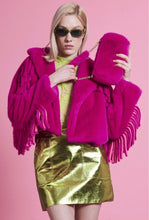 Load image into Gallery viewer, Tassel Bamboo Eco Faux Fur Jacket (Neon Green/Pink/Black)