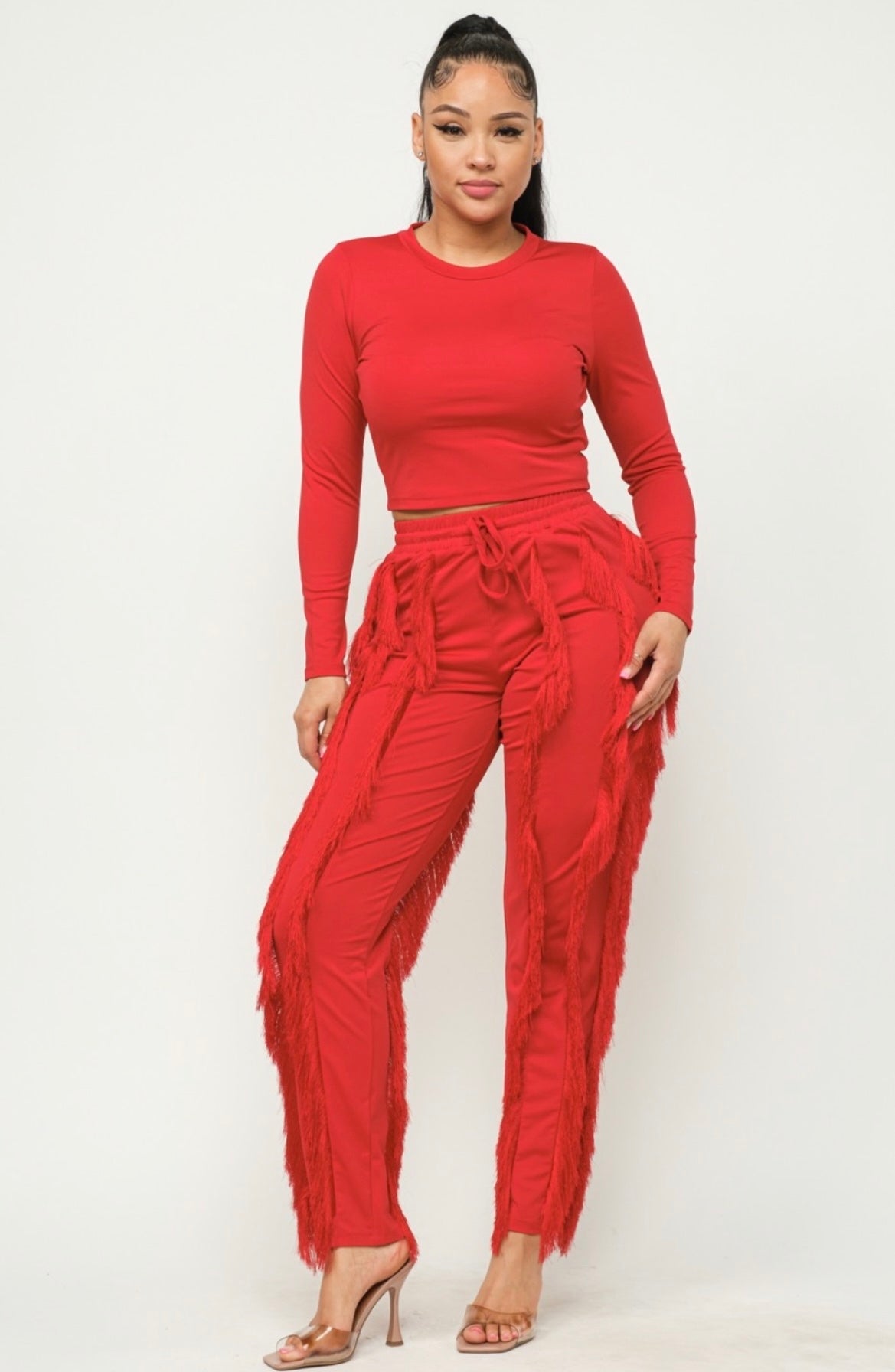 Red Fringe Pants