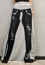 Load image into Gallery viewer, Silver Long Denim Patched Deconstructed Skirt