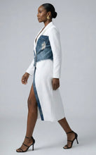 Load image into Gallery viewer, White & Denim Hybrid Blazer Dress (PLUS)