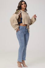 Load image into Gallery viewer, Tandy’s Zipper Knit Sweater (Red/Khaki)