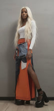 Load image into Gallery viewer, Artsy Long Skirt w/Denim Accents (Pink, Gray, Green , Orange, Red)