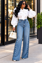 Load image into Gallery viewer, Studded Wide Leg Denim