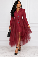 Load image into Gallery viewer, Elegant Mesh‑Panel Trench Coat Set with Slim Skirt