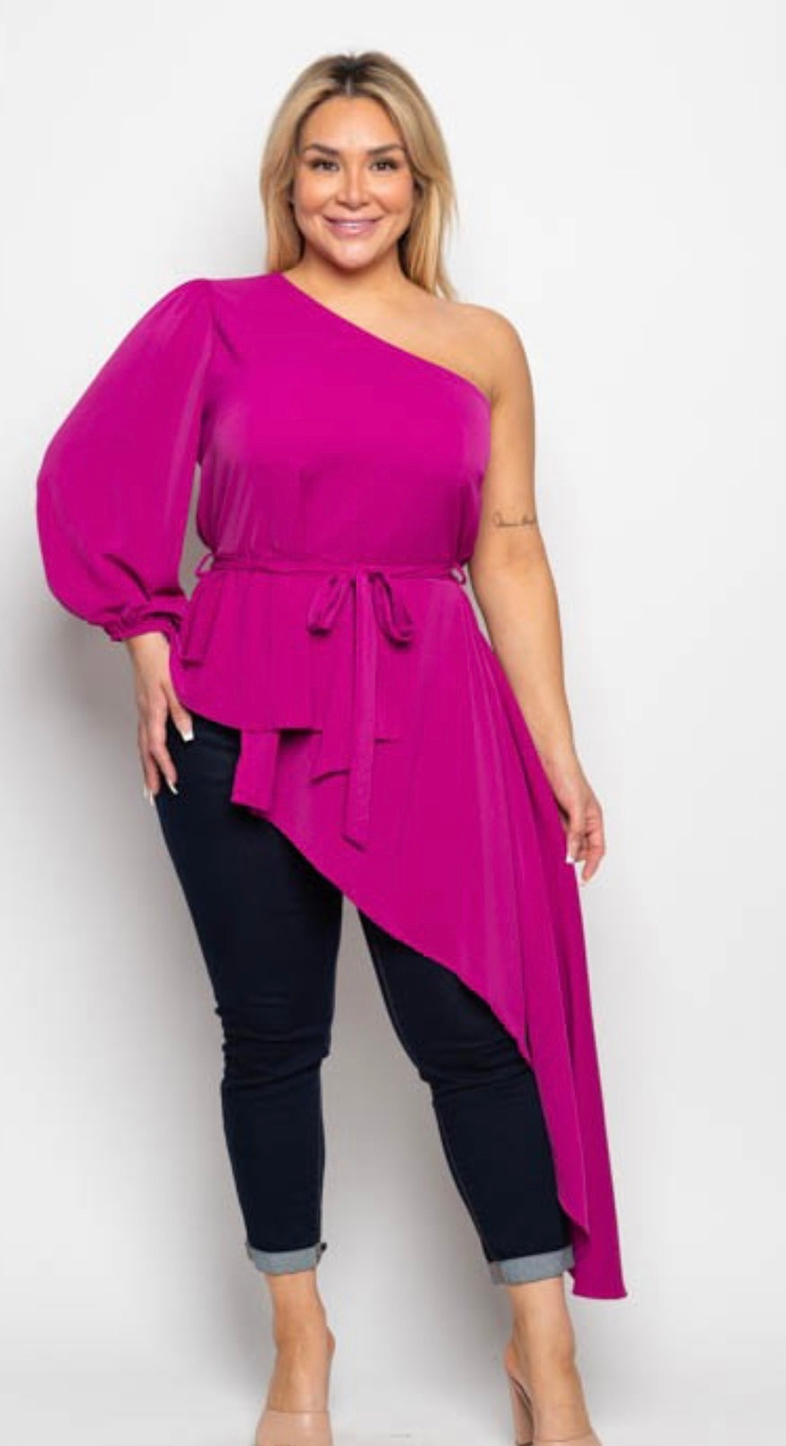 Magenta One Shoulder Top – BLOSSOMS BOUTIQUE