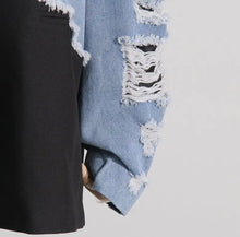 Load image into Gallery viewer, Oversized Denim Patchwork Blazer
