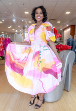 Load image into Gallery viewer, Pink Imagination Taffeta Midi Dress
