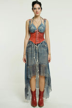 Load image into Gallery viewer, Wildfire Red Mixed-Media Illusion Top
