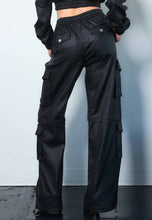 Load image into Gallery viewer, Black Metallic Baggy Cargo Pants
