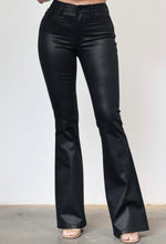 Load image into Gallery viewer, Coated Black Boot Cut Pants
