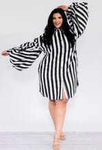 Load image into Gallery viewer, Black &amp; White Stripe Shirt Dress (PLUS)
