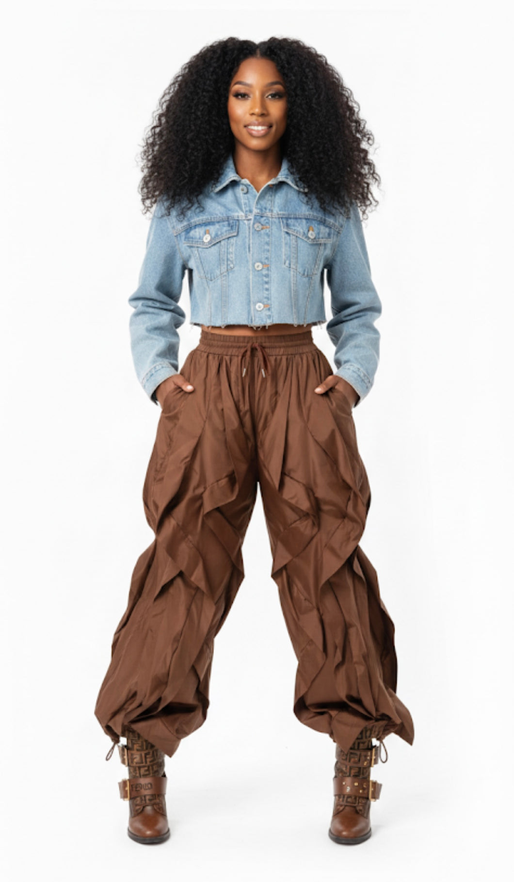Chocolate Wavy Oversized Jogger Pants