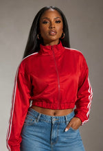 Load image into Gallery viewer, Red &amp; White Detachable Corset Track Jacket
