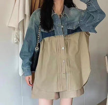 Load image into Gallery viewer, Denim &amp; Khaki Oversized Top
