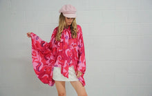 Load image into Gallery viewer, Pink &amp; Red Poncho Top
