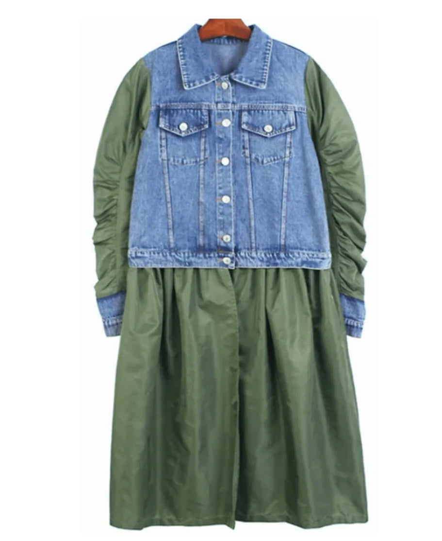 Olive & Denim Midi Jacket