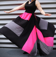 Load image into Gallery viewer, Long Pink/Black/Gray Twirl Maxi Dress
