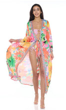 Load image into Gallery viewer, Orange Multiple Color Bright Kimono
