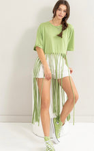 Load image into Gallery viewer, Cotton Jersey Fringe Top (Lime/White)
